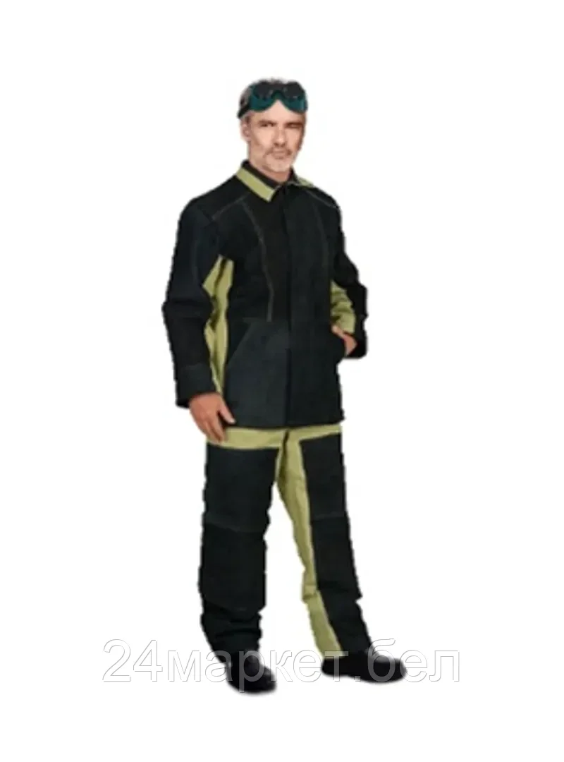 Костюм сварщика со спилком(брезент;кож. накладка;51%лён;49%хлопок;плот.г/м2:530-550;утеп-ль:ватин;подкладка:100%хлопок;огнезащ. пропитка;р48-50) Ritcar