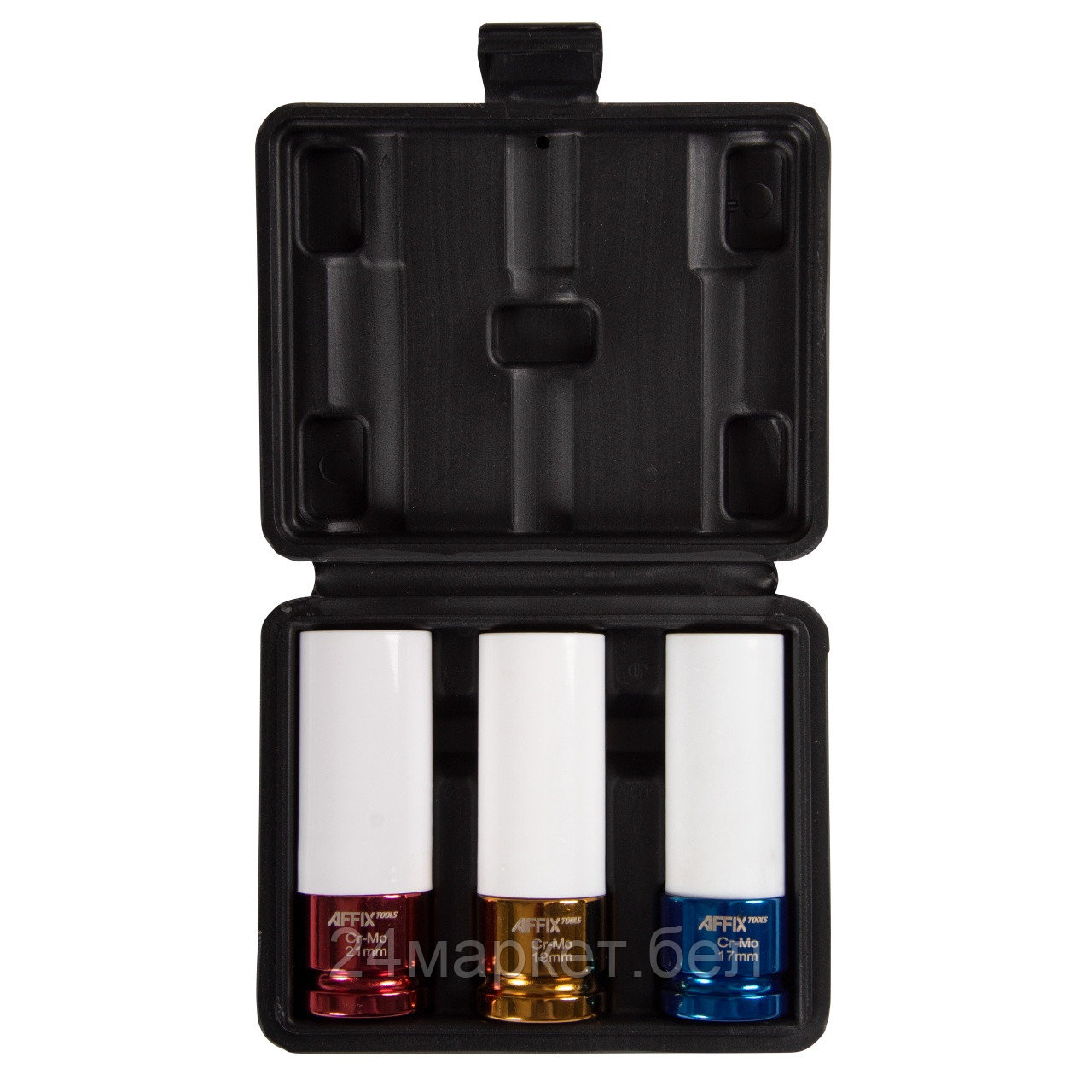 AFFIX AF00643C AFFIX Набор ударных глубоких шестигранных головок 1/2", 17, 19, 21 мм, пластиковое покрытие, кейс,