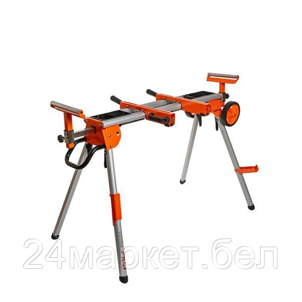 Стол рабочий для торцовочной пилы,алюм., универс, склад, легкий, рег.длины, рукоять колеса (MMSS-01)