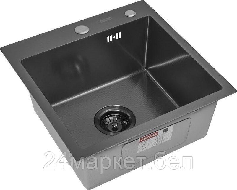 Кухонная мойка ARFEKA ECO AR 450*450 BLACK PVD NANO DECOR MILLET GRAINS (настольная)
