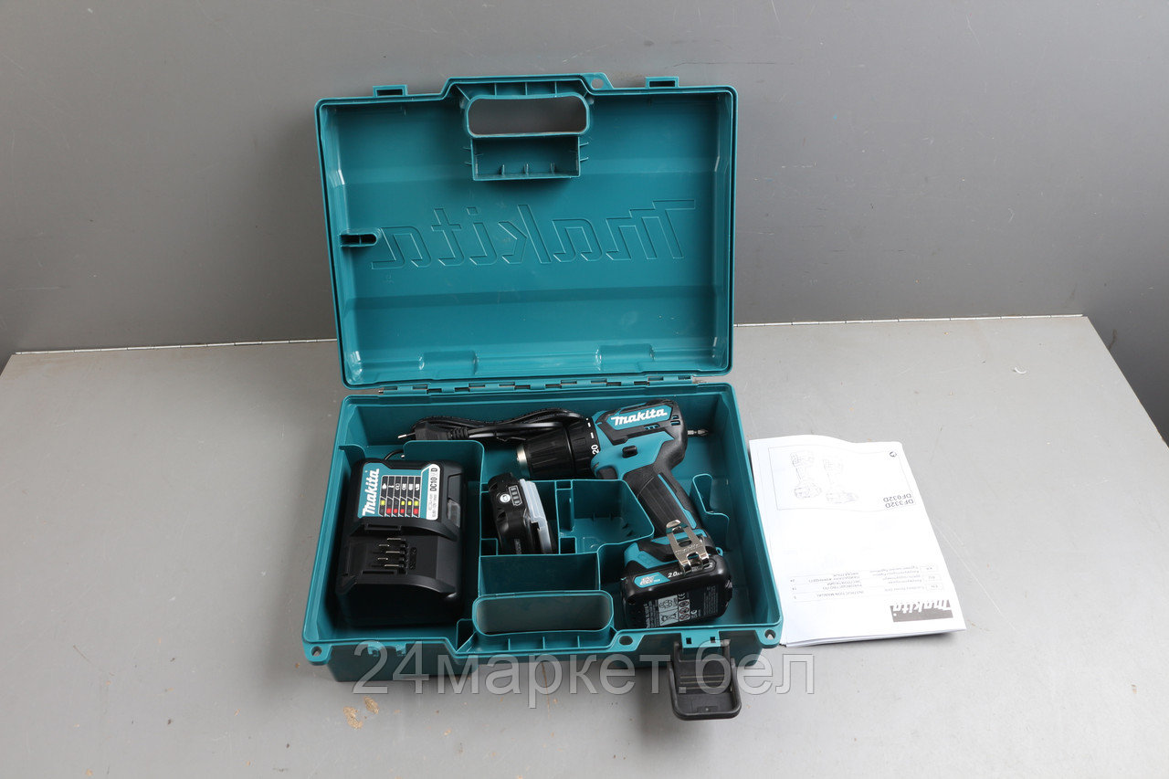 Аккум. дрель-шуруповерт MAKITA DF 332 DWAE в чем. уцененный (1309000894) (10.8 В, 2 акк., 2.0 А/ч Li-Ion, 2 скор., 35 Нм, шурупы до 8 мм) DF332DWAE-у