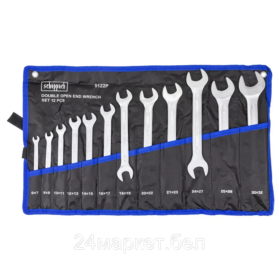 Sch-5122P Ключи рожковые, набор 12пр. (6х7, 8х9, 10х11, 12х13, 14х15, 16х17, 18х19, 20х22, 21х23, 24х27, 25х28, 30х32мм) Scheppach