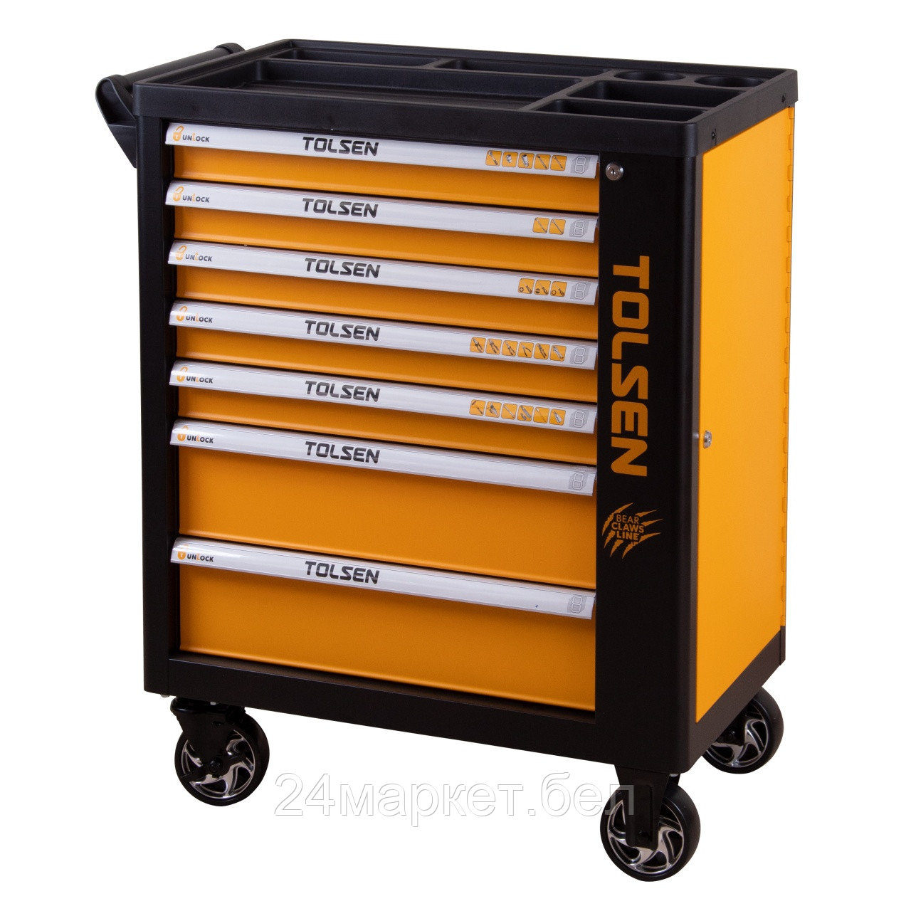 TOLSEN TT80317 TOLSEN Тележка инструментальная, 7 выдвижных ящиков, черная