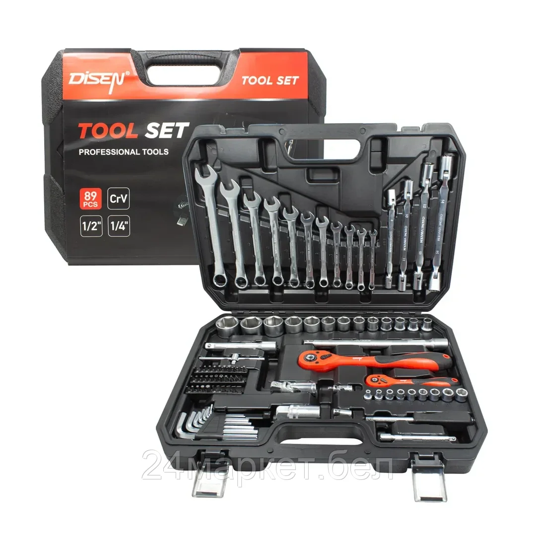 Набор инструментов 89пр.1/4"1/2" (6гр.)(4-32мм) DISEN 1089