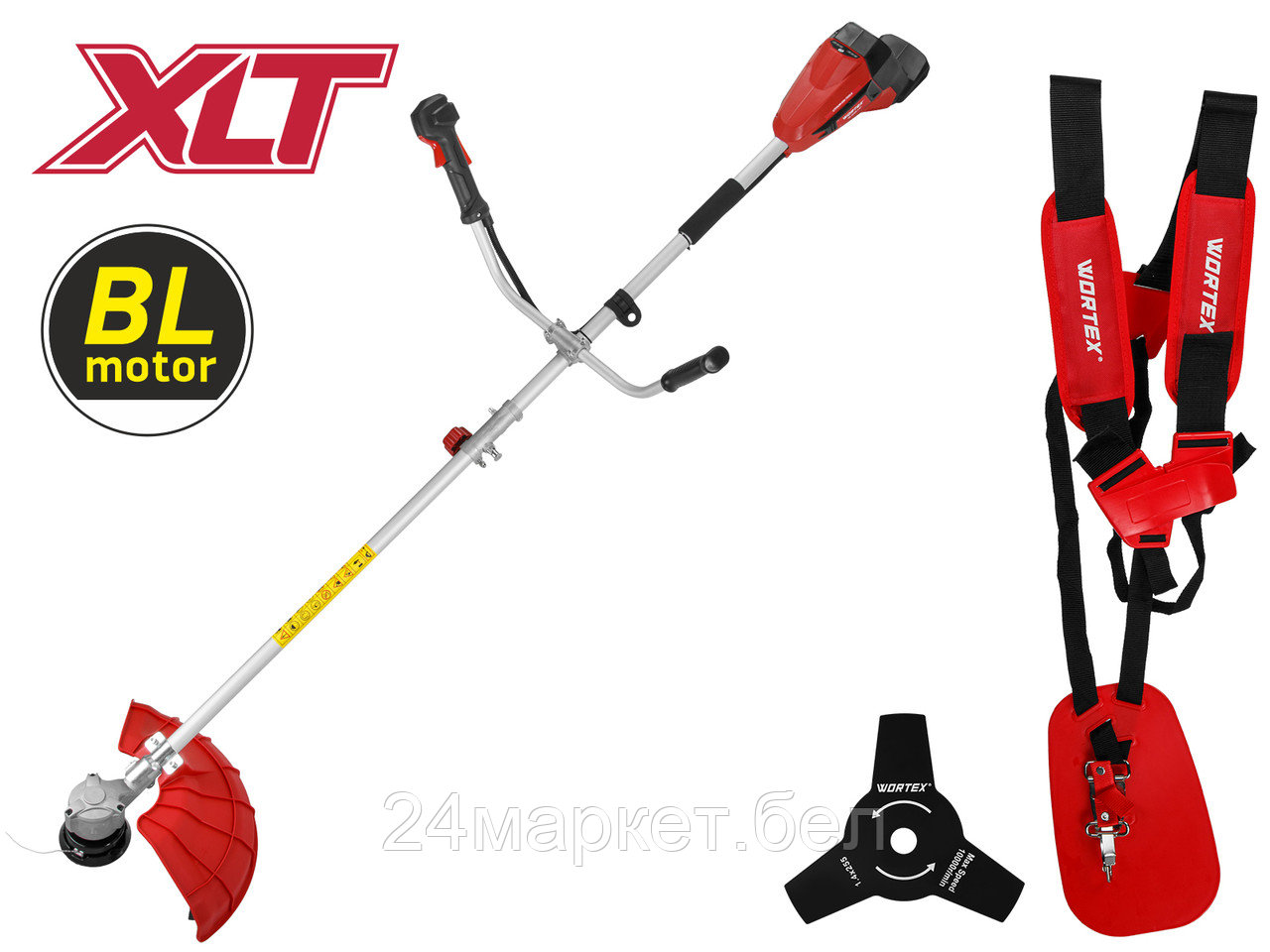 Триммер аккум. WORTEX TB 3036-1 AT XLT SOLO БЕСЩЁТ.ДВИГ., 18В+18В, шир.скаш.380/255 мм леска/нож