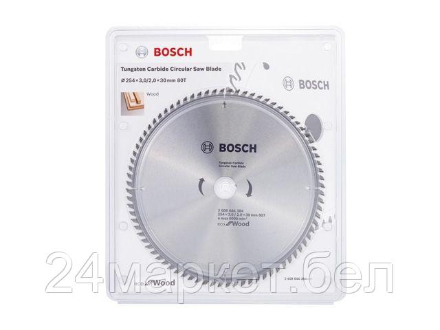 BOSCH Китай Диск пильный 254х30 мм 80 зуб. по дереву ECO WOOD BOSCH (твердоспл. зуб)