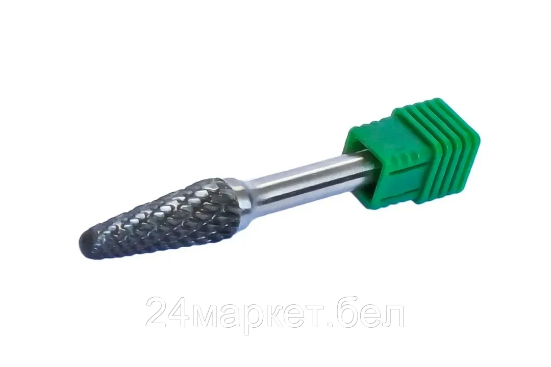 Шарошка коническая скругленная удлиненная по металлу(Ø 10мм,Ø хвостовика 6мм),в пластиковом футляре Rock FORCE RF-617L1025