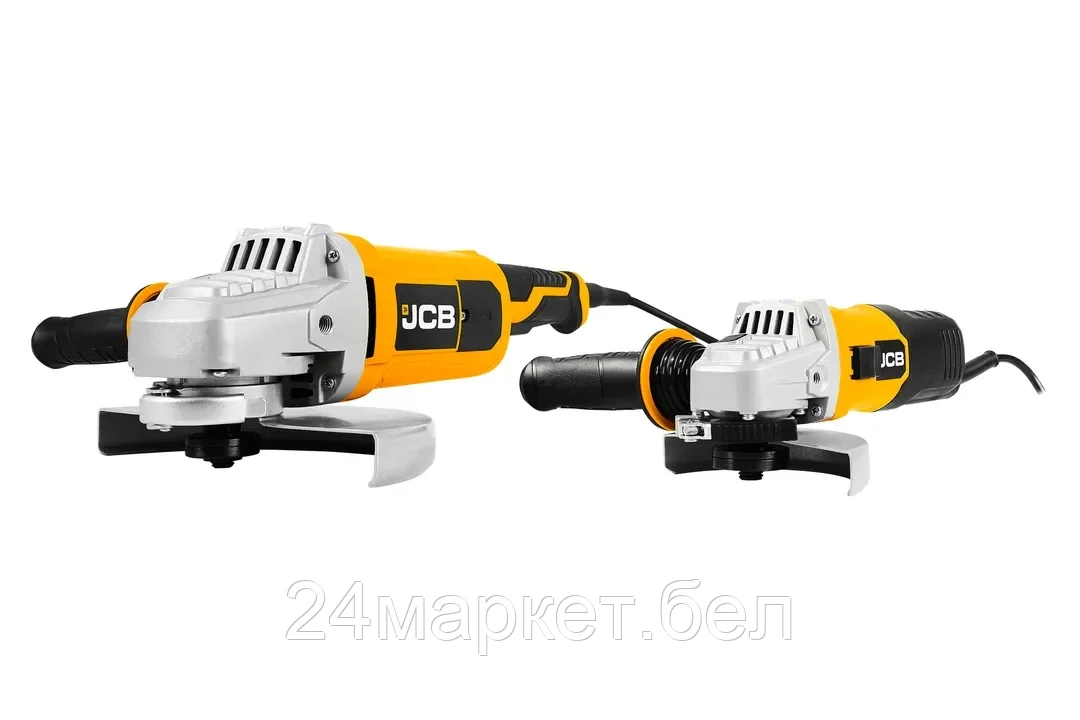 JCB-AGTPK-E JCB Набор машин углошлифовальных электрических JCB-AG115-E (600Вт,12 000 об/мин, диаметр диска 115мм) и AG230-E (2000Вт, 6500 об/мин, диаметр диска 230мм)