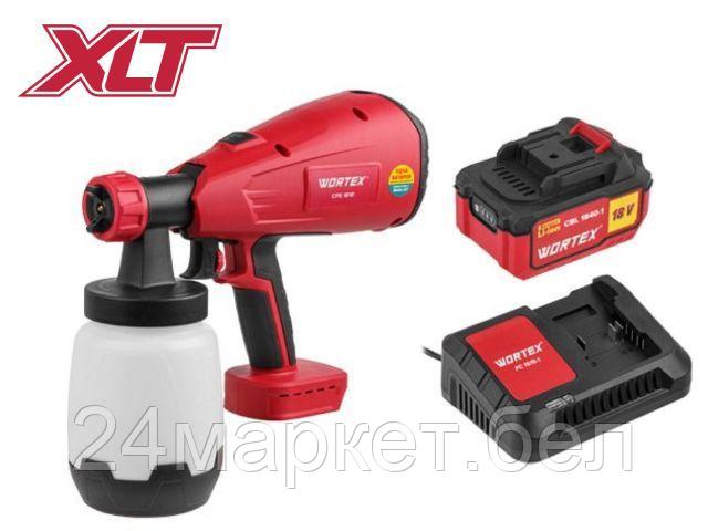 Аккум. краскораспылитель WORTEX CPS 1810 в кор. с акб и зу ALL1 (18 В, 700 мл/мин, бак 1 л)