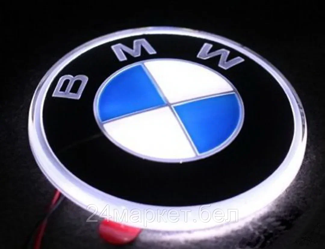 .KING Значок с подсветкой 3D BMW WHITE 8,2см .KING