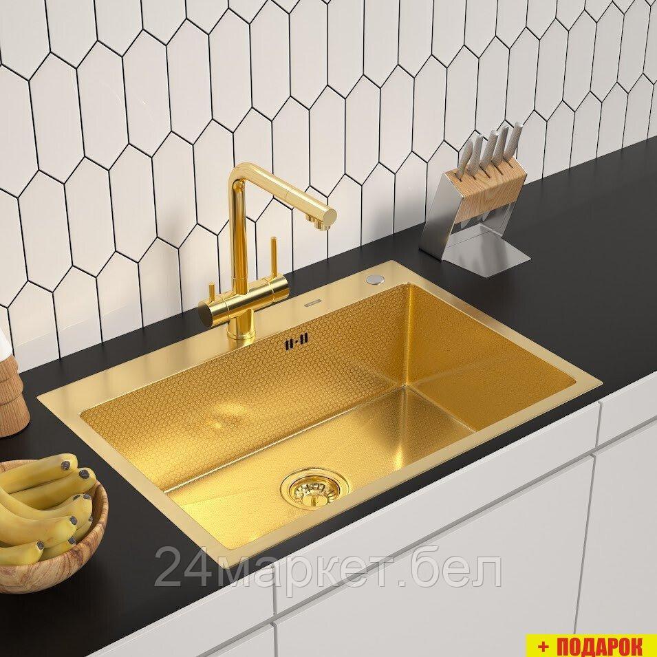Кухонная мойка ARFEKA ECO AR 700*500 GOLD PVD NANO DECOR