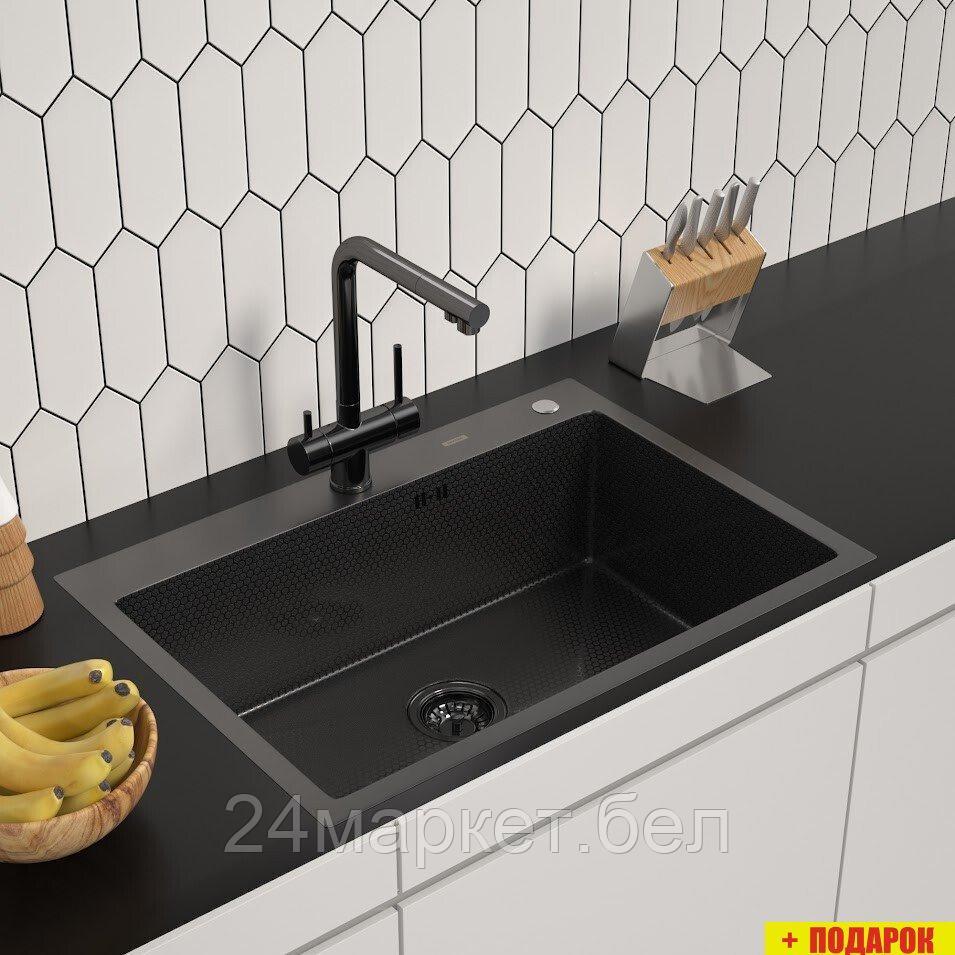 Кухонная мойка ARFEKA ECO AR 700*500 BLACK PVD NANO DECOR