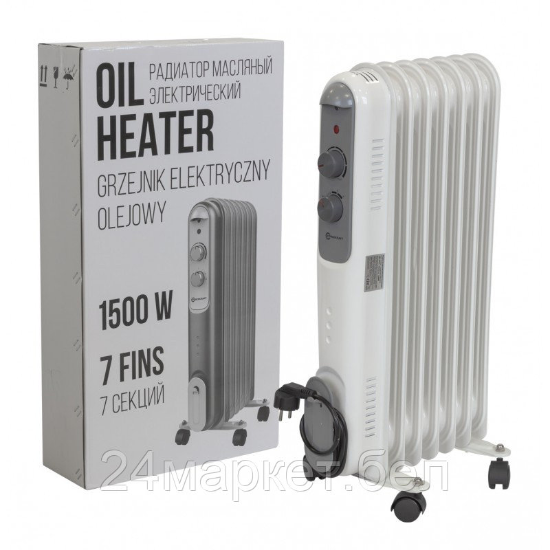 Радиатор масляный электрический (220-240V,50/60Гц,1500Вт,7 секций 11х58см,3 режима нагрева,защ. от перегрева,33х24х62.5см) FORCEKRAFT FK-YL-B14E-7