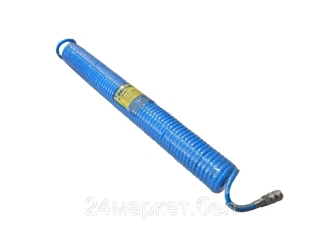 Partner Шланг витой полиуретановый 6.5мм  х 10мм х15м с быстроразъемными наконечниками 1/4" (максимальное давление - 15bar, рабочая температура от -20 до +60 Partner PA-1065-15M