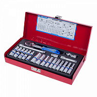 KING TONY 2526MR KING TONY Набор торцевых головок с принадлежностями 1/4", шестигранные, 4-13 мм, 26 предметов