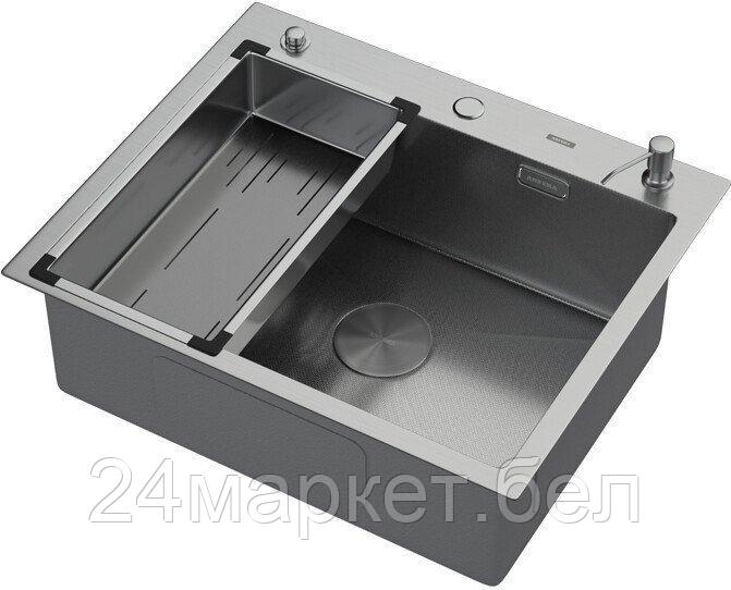 Кухонная мойка ARFEKA Eco AR мойка 600*500 POP-UP, коландер G, дозатор SATIN DECOR MILLET GRAINS