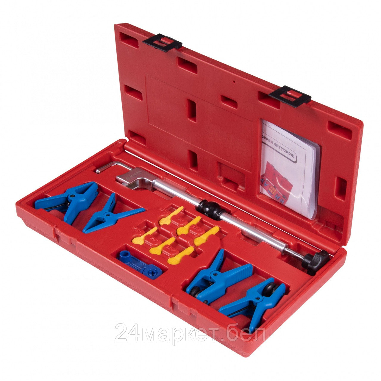 МАСТАК 102-10002C МАСТАК Набор заглушек для патрубков с металлическими наконечниками, зажим, кейс, 12 предметов