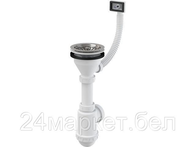 Сифон для умывальника с нержавеющей peшeткой D115, гофропереливом, Alcaplast