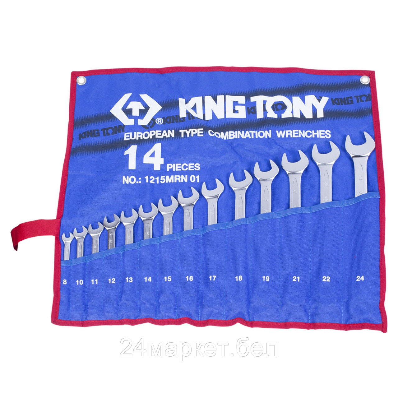 KING TONY 1215MRN01 KING TONY Набор комбинированных ключей, 8-24 мм, чехол из теторона, 14 предметов, 1215MRN01