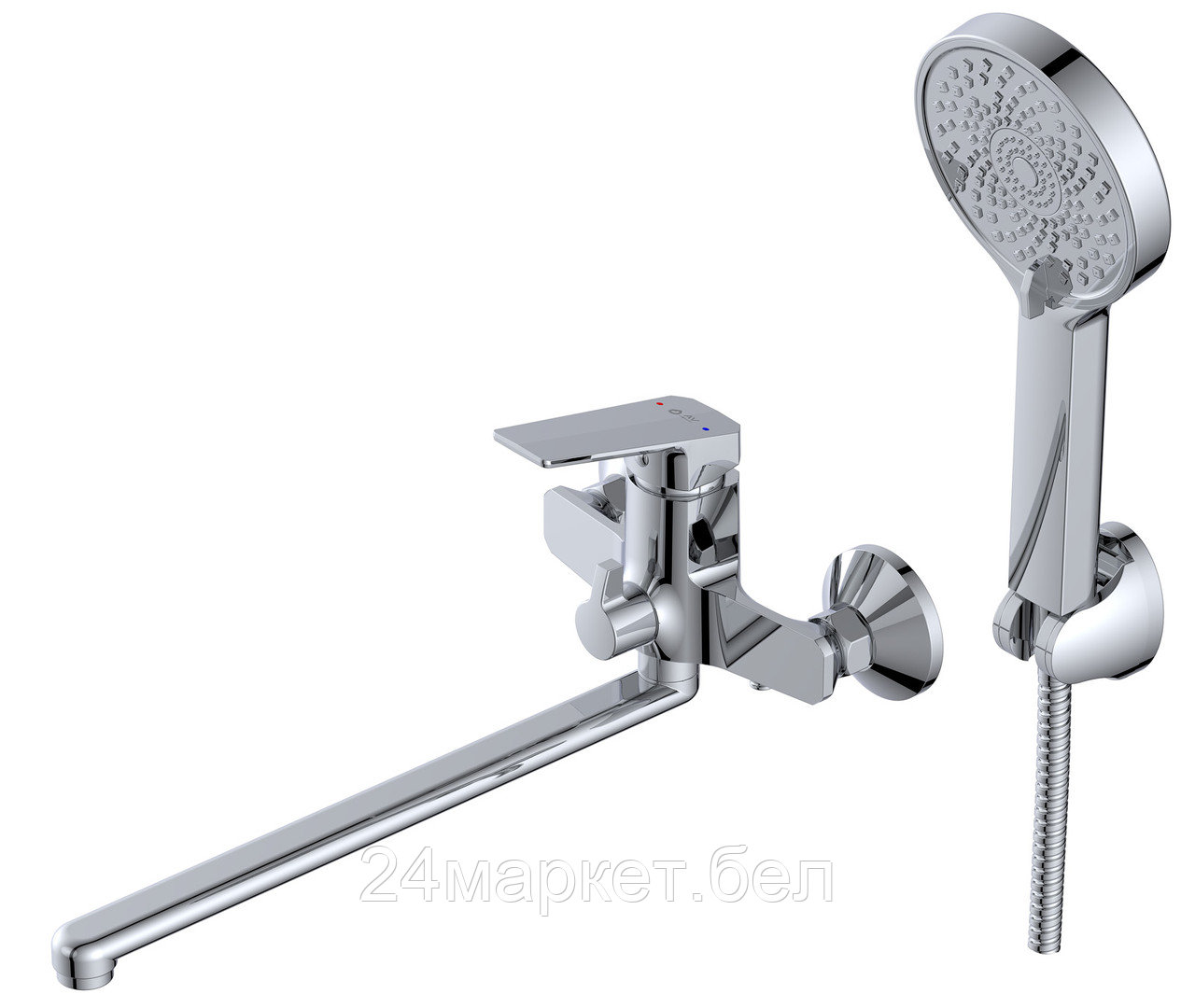 Смеситель для ванны (Lt) D35, серия WIN AV Engineering (J-излив, длина.225 мм, лейка и шланг в комплекте, поворотный) AVWIN7-A165-122