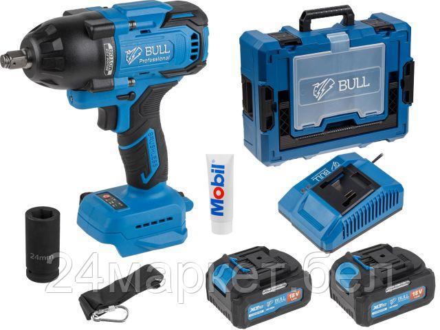 Аккум. ударный гайковерт BULL SC 1807 Xcase, XLTpro, БЕСЩЕТ., 18 В, 750 Н*м, 1/2", 2х4 А*ч, з/у 4 А (вес 2,24 кг) 1329723