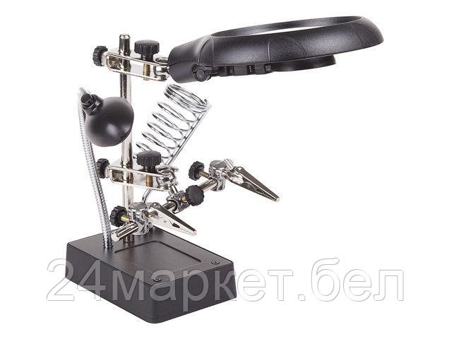 REXANT Китай Держатель <Третья рука> с лупой х2.5, подставка под паяльник, LED подсветка REXANT