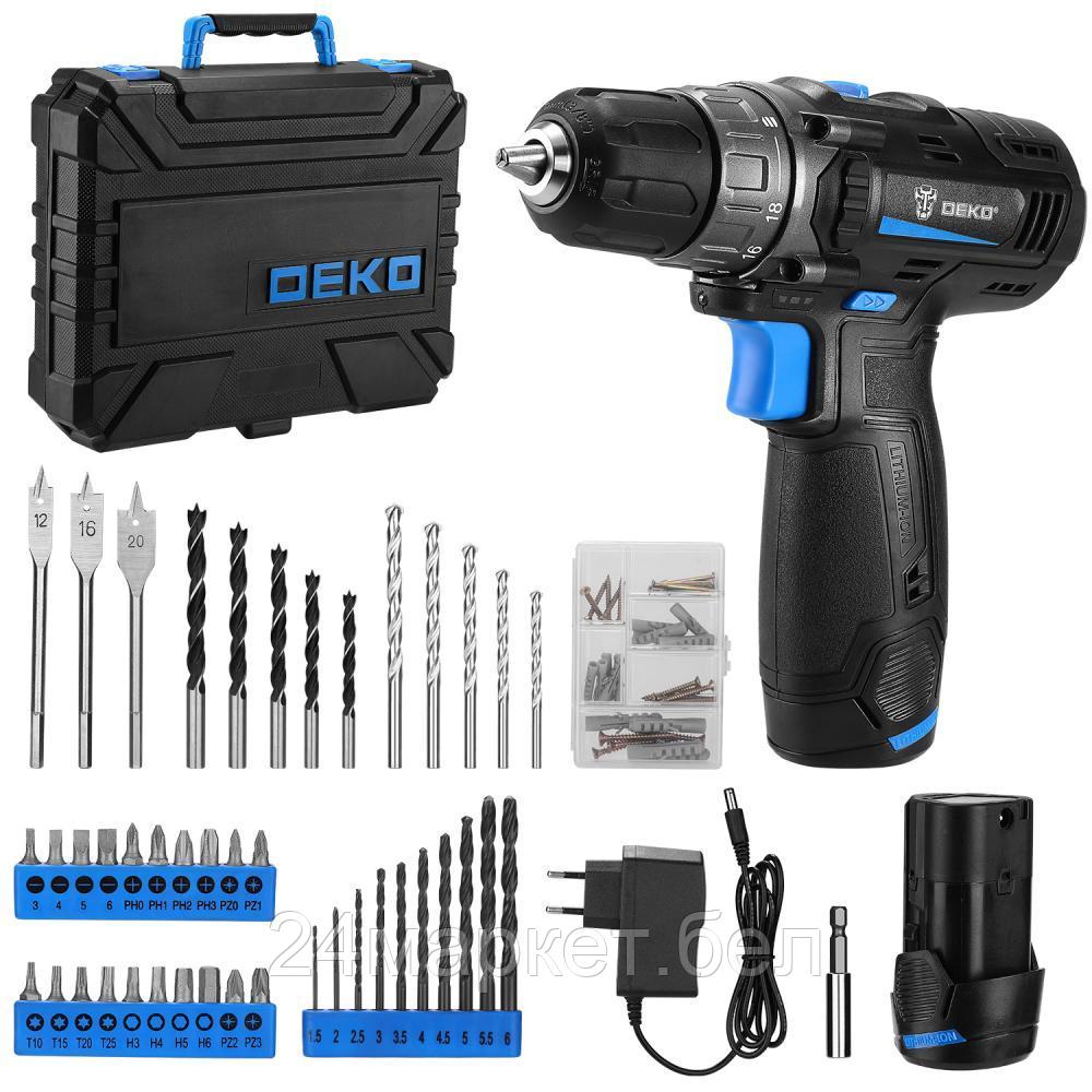 Дрель-шуруповерт Deko DKCD12 083-1113 (с 2-мя АКБ, кейс)