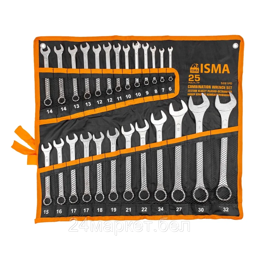 Ключи комбинированные, набор 25пр. (6-32мм) ISMA ISMA-5261PD