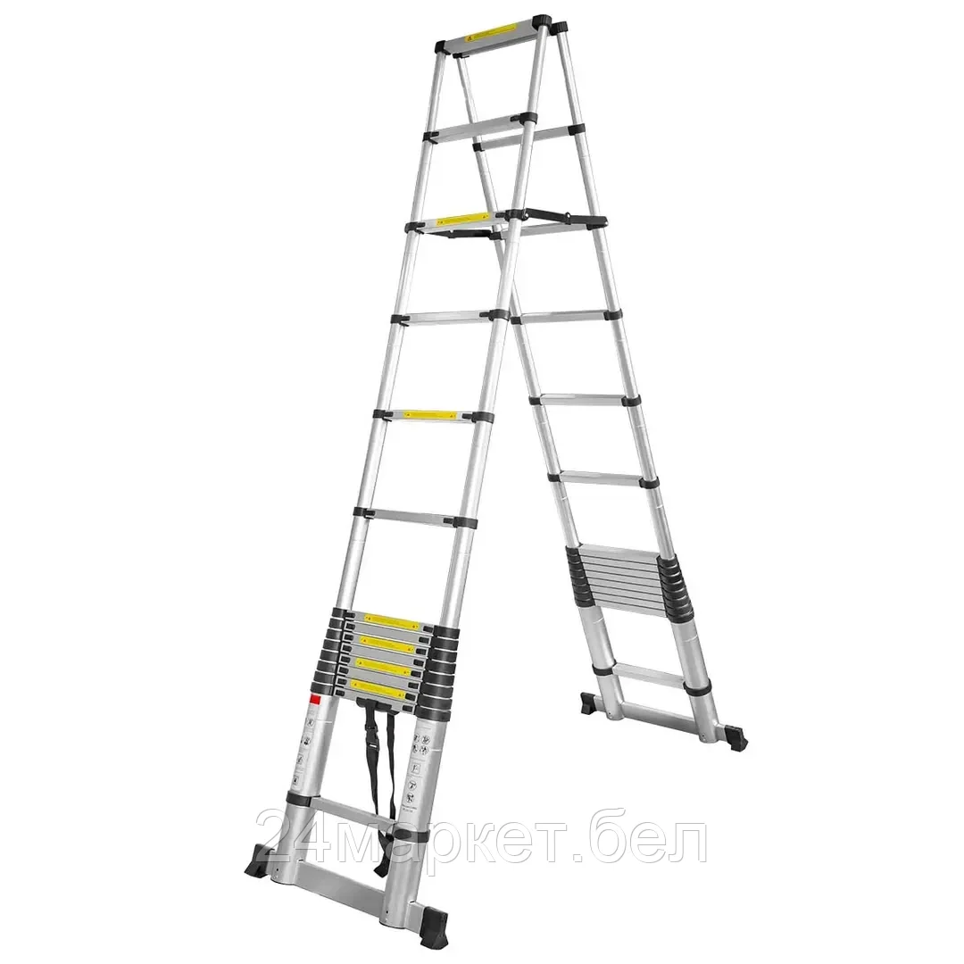 Лестница телескопическая двухсекционная 4.4м FORCEKRAFT BL-TA440