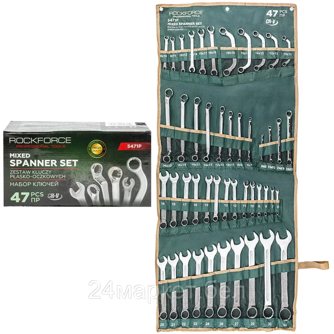 RF-5471P Ключи, набор комбинированный, 47пр. RockFORCE