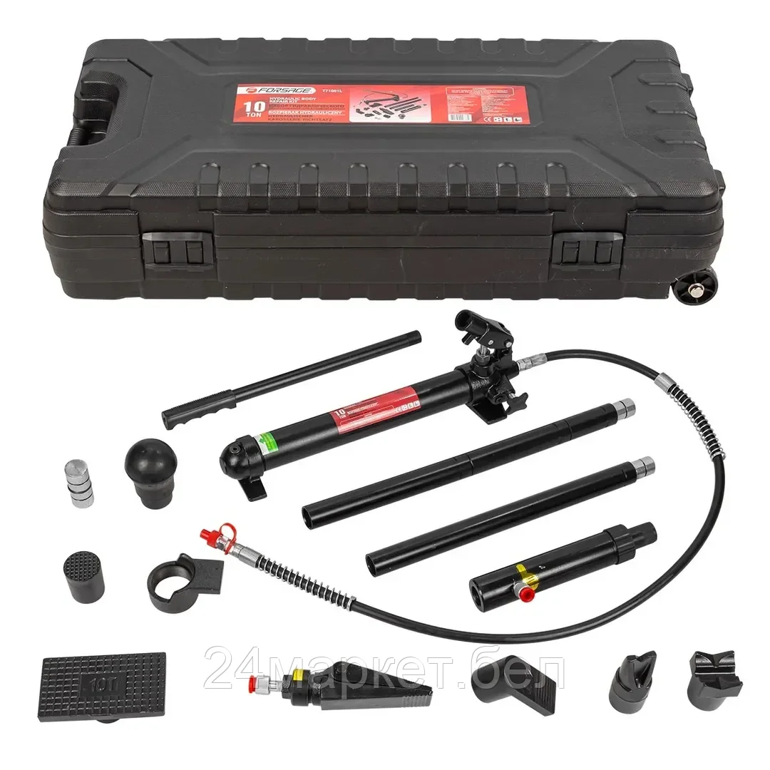 FORSAGE Набор гидравлического оборудования для кузовных работ 10т.17пр. в кейсе на колесах  F-T71001L