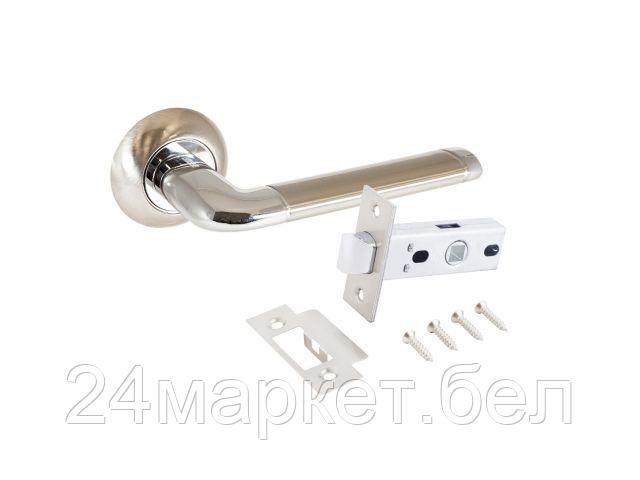Комплект ручка и защелка АЛЛЮР АРТ "ПОЛО" SN/CP+L45-8 SN (1582/S45) мат.никель/хром  (20) (компл) (УЗК) 14662