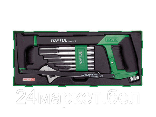 Набор-сет ножовка, разводной ключ 8", выколотки 8предм. TOPTU (TOPTUL) GTB0808
