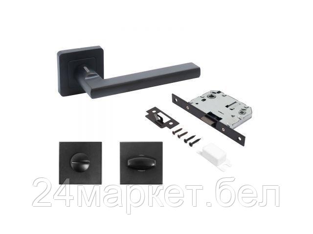 Комплект ручка и защ. с фикс АЛЛЮР АРТ "ВЕНСАН" BL+L7050S BL+BK-S1 BL (26150/S7050) матовый черный (УЗК) 15201