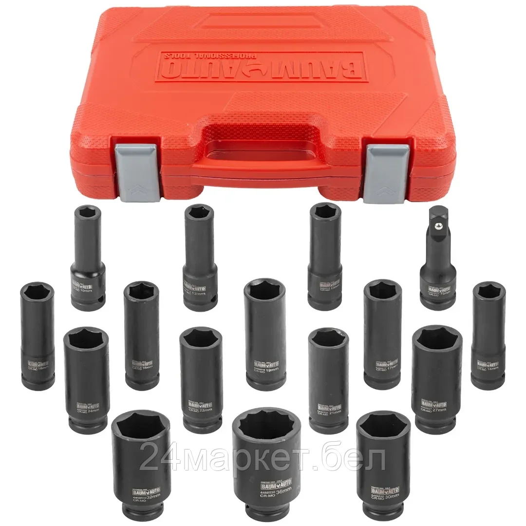 Набор головок ударных 16пр.1/2''(6-гр.) BaumAuto BM-4177-5MPB