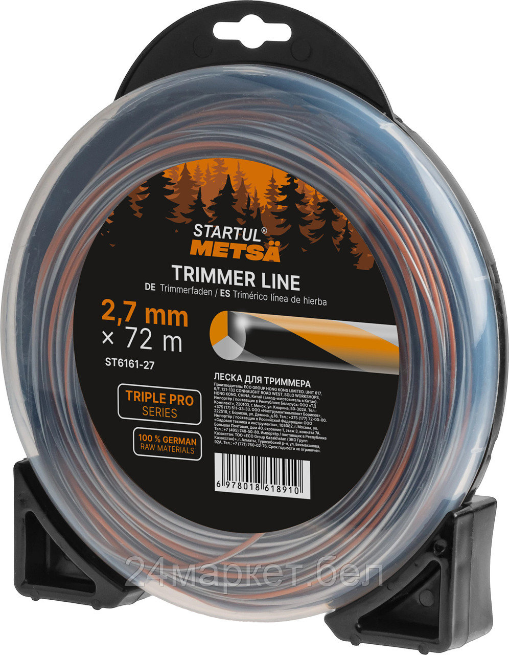Леска ф 2.7 мм х 72 м витой круг сеч. TRIPLE PRO STARTUL METSA