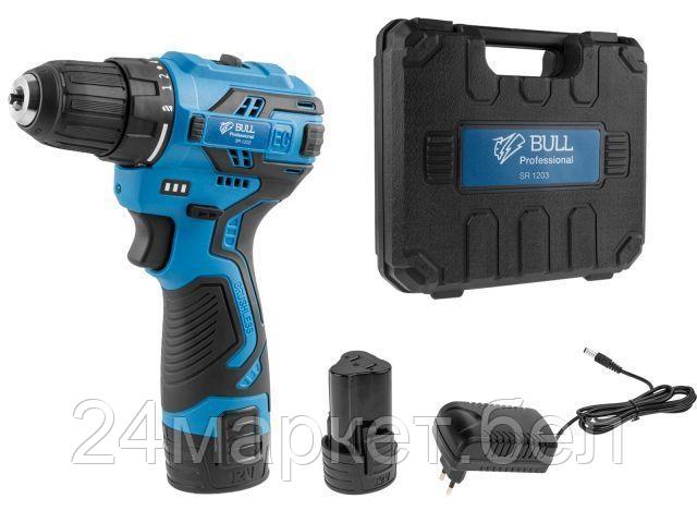 Аккум. дрель-шуруповерт BULL SR 1203 в чем. (12.0 В, 2 акк., 2.0 А/ч Li-Ion, 2 скор., 30 Нм, шурупы до 8 мм)