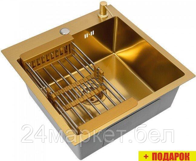 Кухонная мойка Diamond 500*500, коландер, дозатор GOLD DECOR