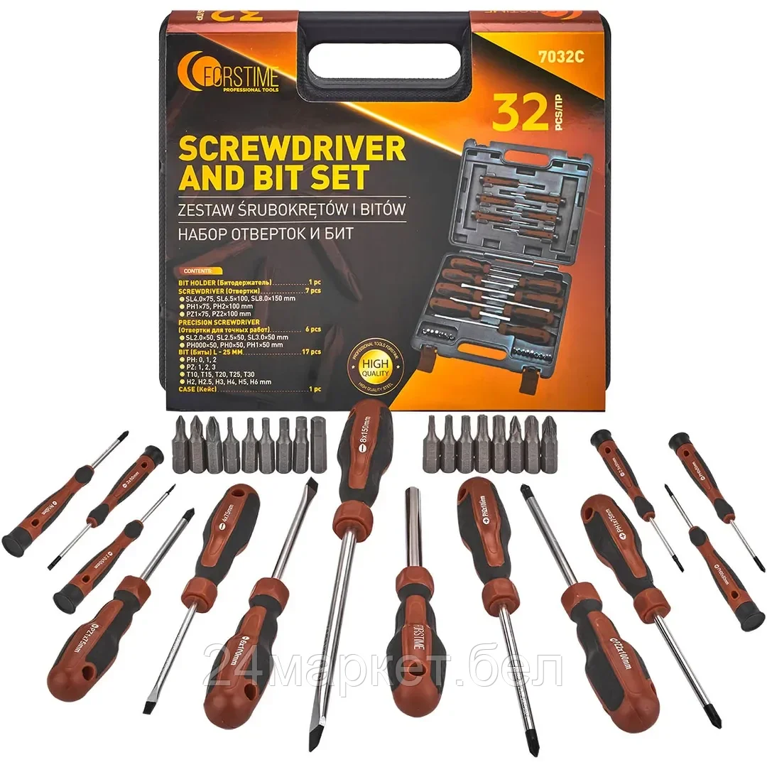 FT-7032C Отвертки в комплекте с битами, набор 32пр. FORSTIME