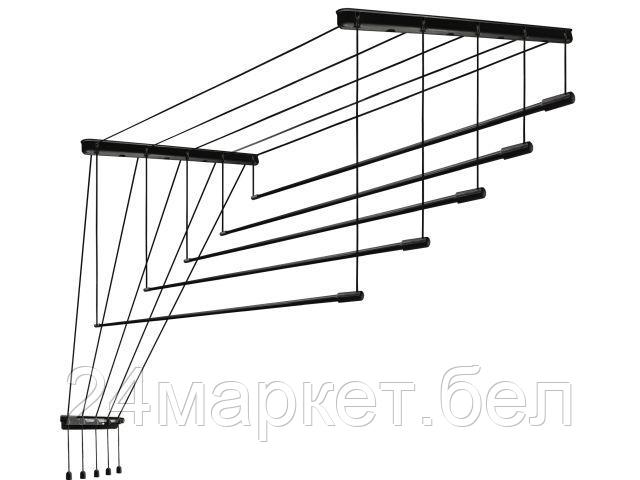 Сушилка для белья потолочная алюминиевая 1,8 м, 5 стержней, BLACK DIAMOND, PERFECTO LINEA