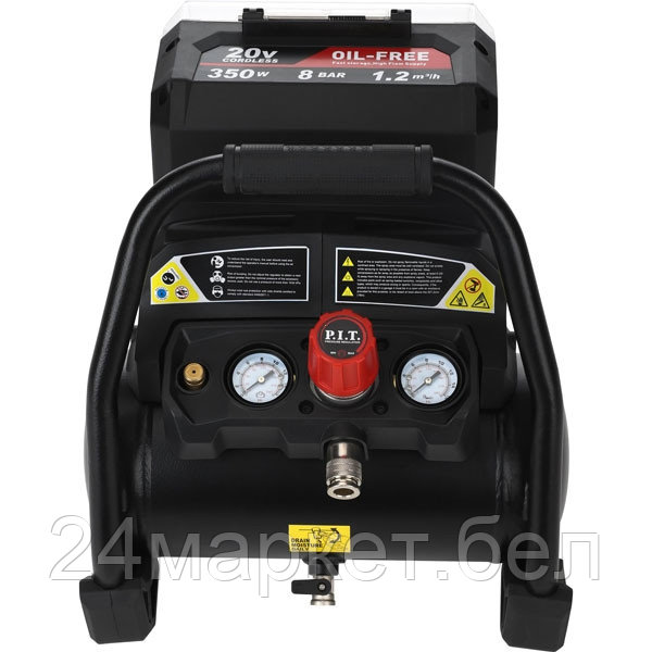 Компрессор аккумуляторный бесщёточный P.I.T. SOLO, 20В, 8 бар, 1.2м?/ч, 20л/мин, бак 4л (PAC20H-4A)