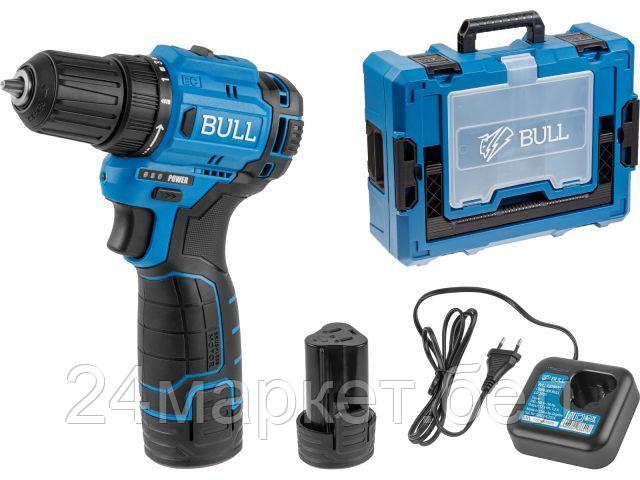 Аккум. дрель-шуруповерт BULL SR 1203 Xcase БЕСЩЕТ., 12 В, 37 Н*м, 2*2 А*ч акб, БЗП 10 мм (шурупы до 8 мм) 1329879
