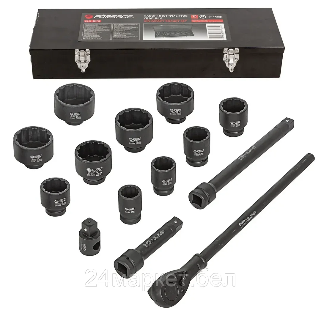 FORSAGE Набор инструментов ударных 15пр., 1" (12гр.) Forsage F-8141-9MPB