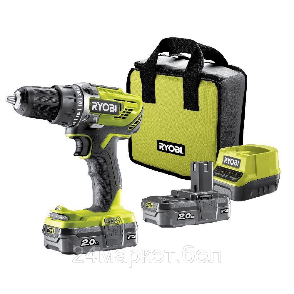 Дрель-шуруповерт Ryobi R18DD3-220S 5133003348 (с 2-мя АКБ 2 Ah, сумка)