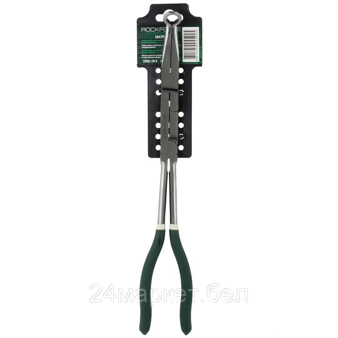 Rock FORCE Щипцы с двойным шарнирным механизмом и закругленными губками 45° CR-V  13"-325мм (захват 13мм), на пластиковом держателе Rock FORCE RF-5047PX4