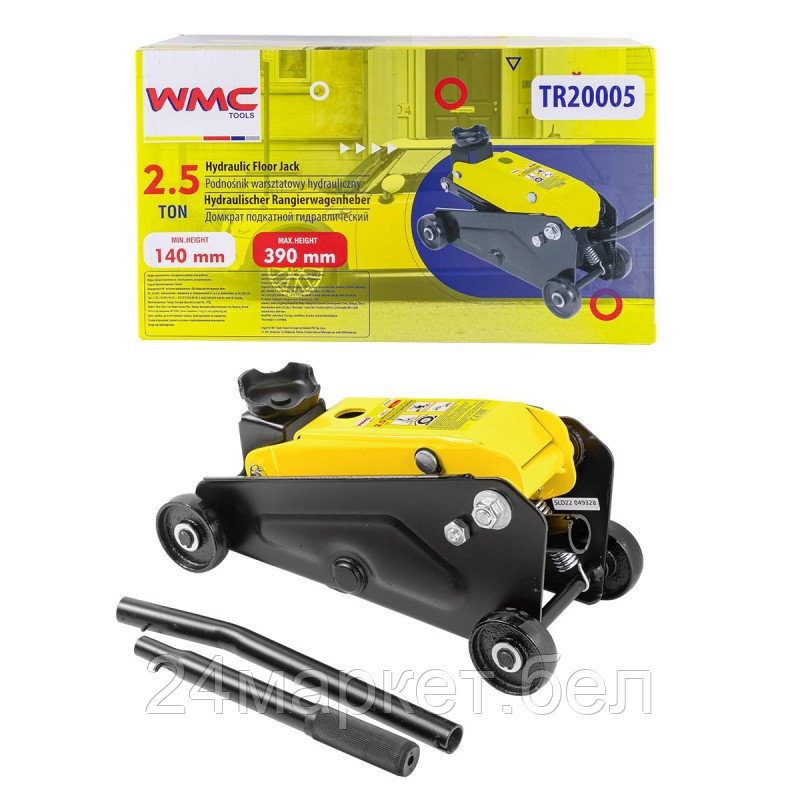 Домкрат подкатной гидравлический 2.5т (h min 140мм, h max 390мм) WMC TOOLS WMC-TR20005