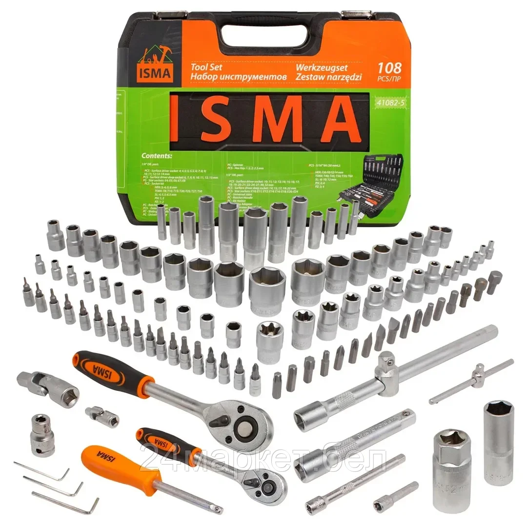 Набор инструментов 108пр. 1/4", 1/2" (6гр.) ISMA ISMA-41082-5