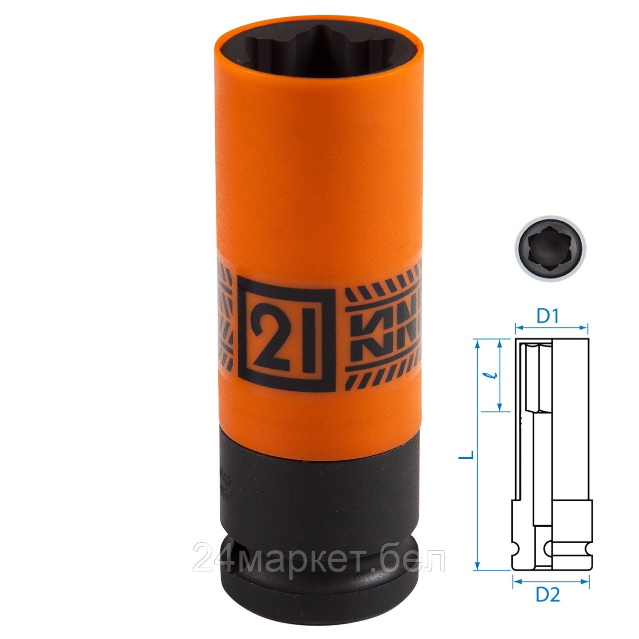 KING TONY 9BW4502 KING TONY Головка для секретных болтов Hyundai, KIA ударная 1/2", 21 мм