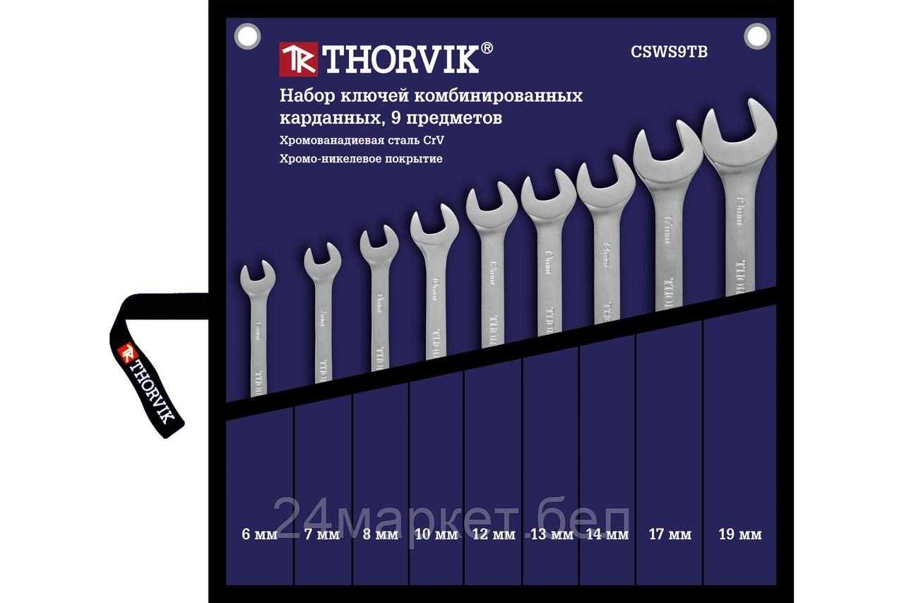 Thorvik CSWS9TB CSWS9TB Набор ключей гаечных комбинированных карданных в сумке, 6-19 мм, 9 предметов