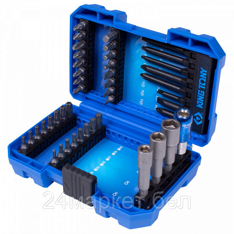 KING TONY 1044MR KING TONY Набор вставок (бит) 1/4", PH, PZ, Hex, Torx, Slotted, 44 предмета
